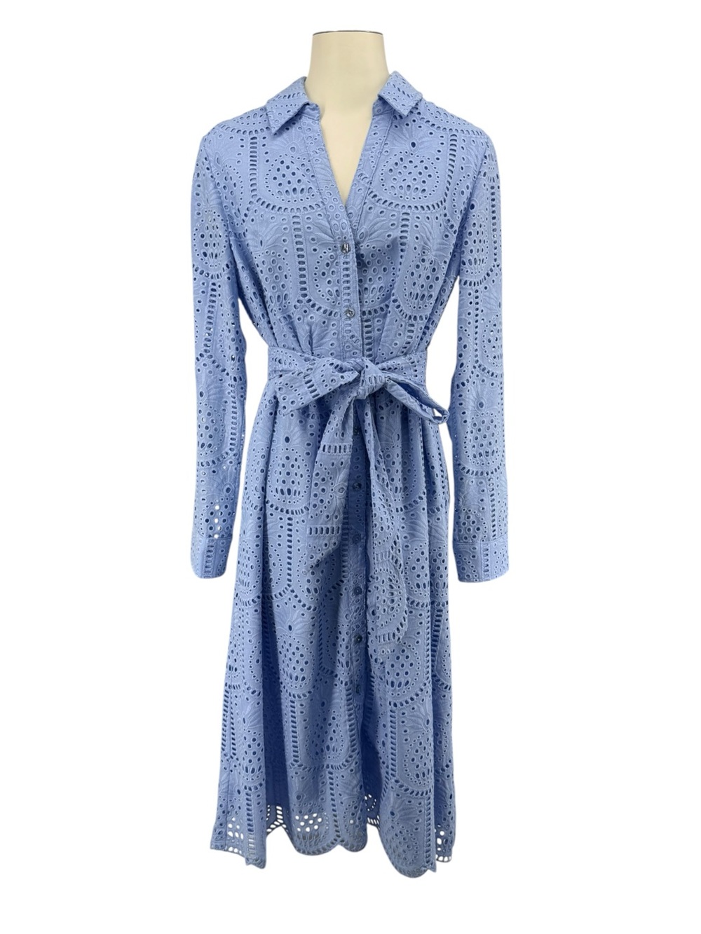 Lilly Pulitzer Periwinkle Eyelet Shirt Dress with Tie Waist